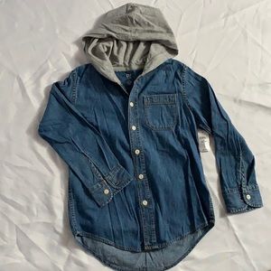 Gap kids button up hooded denim shirt